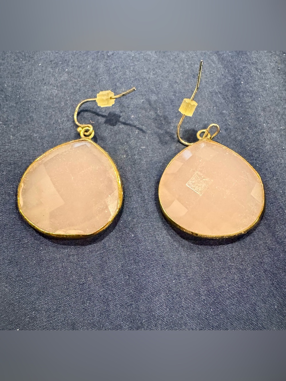 Anthropologie Gold-Edged Blush Teardrop Dangle Earrings
